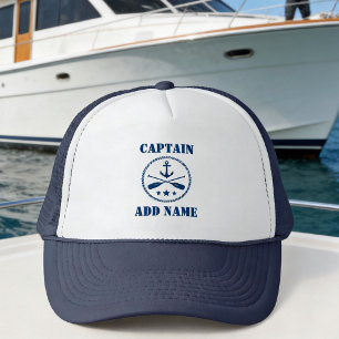 Casquette Nom du capitaine ou du bateau Ancre nautique et av