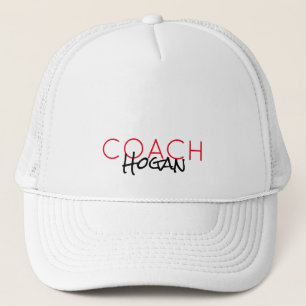 Casquette NOM DU COACH texte personnalisé rouge noir Sports 