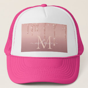 Casquette Nom du monogramme Rose de texte Parties scintillan
