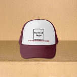 Casquette Nom et logo de l'entreprise sur Maroon et White<br><div class="desc">Chapeau de camion que vous pouvez customiser pour mettre votre nom d'entreprise. Vous pouvez le donner en cadeau ou en cadeau à vos clients. Vous pouvez également l'inclure dans vos documents de marketing pour faire de la publicité pour votre entreprise ou dans vos produits promotionnels pour promouvoir votre marque. Chapeau...</div>