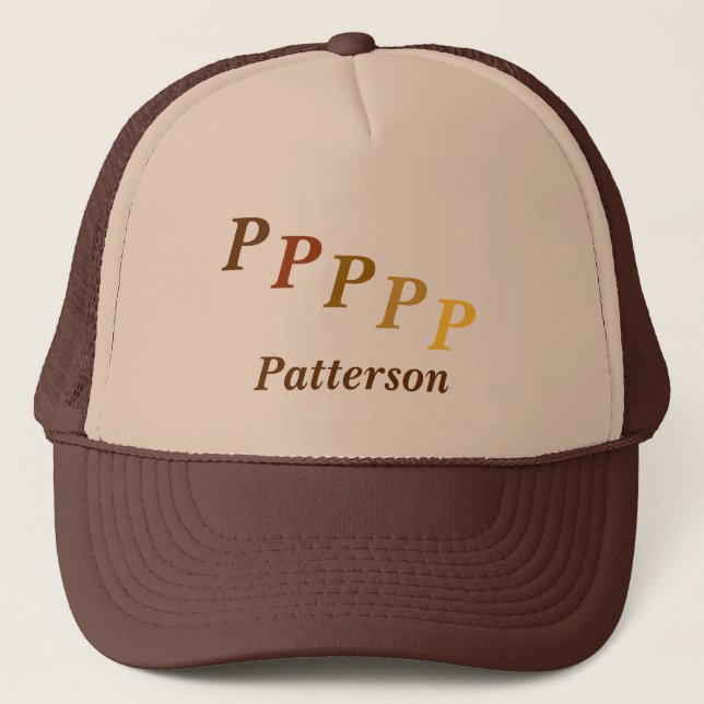 Casquette - Nom et Monogramme à pas (marron) (Devant)