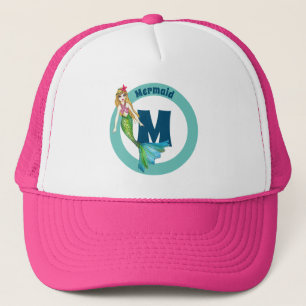Casquette Nom Monogramme Belle sirène avec cheveux blonds
