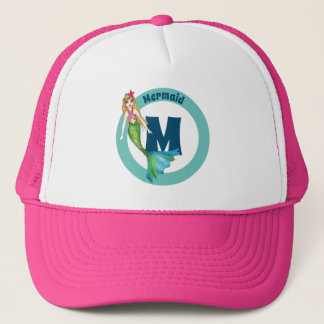 Casquette Nom Monogramme Belle sirène avec cheveux blonds
