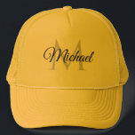 Casquette Nom Monogramme Pour Les Femmes Pour Les Hommes Uni<br><div class="desc">Nom Monogrammé Pour Femmes Pour Hommes Modèle Unisex Élégant Chapeau Trucker Jaune À La Mode.</div>
