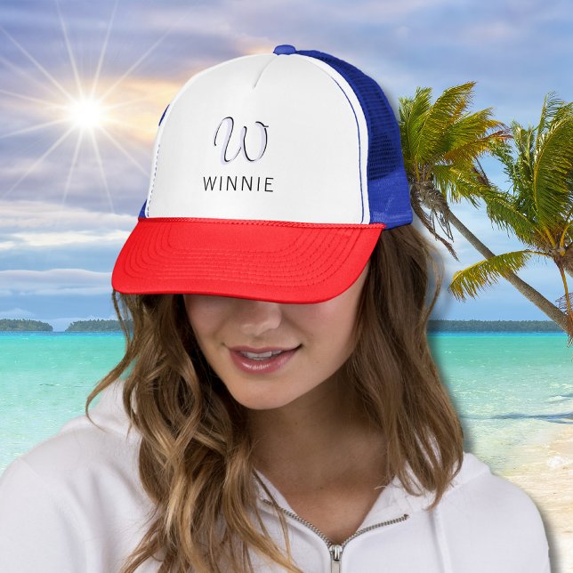 Casquette Nom noir initial élégant du lavande | Moderne (Créateur téléchargé)
