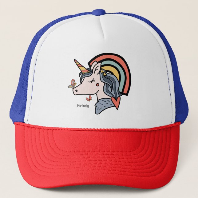 Casquette Nom personnalisé du papillon Unicorn scandinave (Devant)