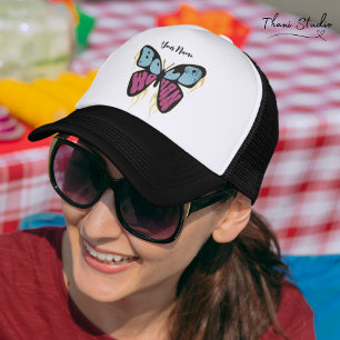 Casquette Nom personnalisé Femme audacieuse Papillon rustiqu