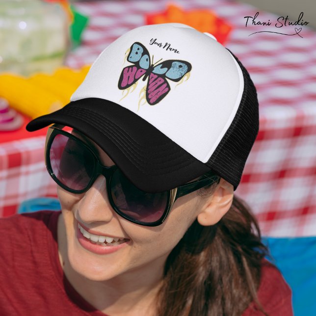 Casquette Nom personnalisé Femme audacieuse Papillon rustiqu (Créateur téléchargé)