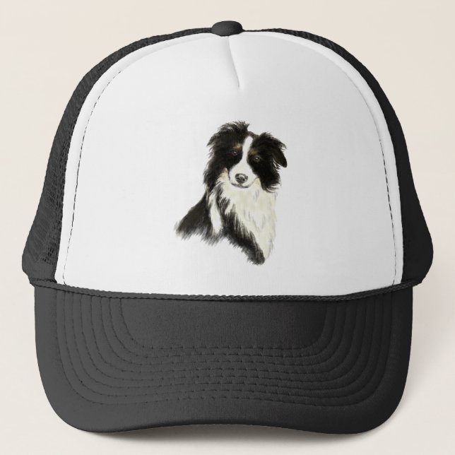 Casquette Nom personnalisé texte Bordure Collie chien animal (Devant)
