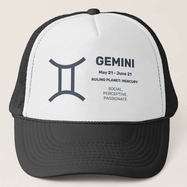 Casquette Nom personnalisé / Texte Zodiac Signal Gemini (Devant)