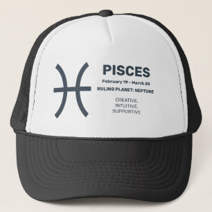 Casquette Nom personnalisé / Texte Zodiac Signes Poissons