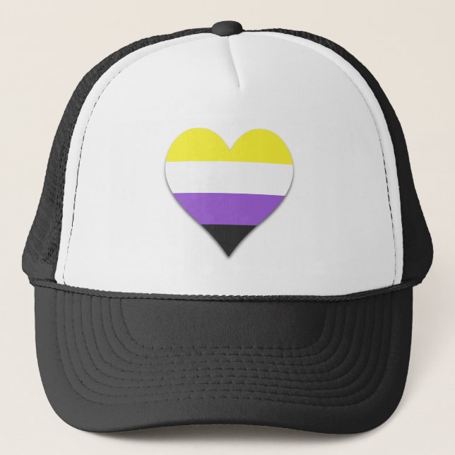 Casquette Non-binary pride heart Trucker Hat (Devant)