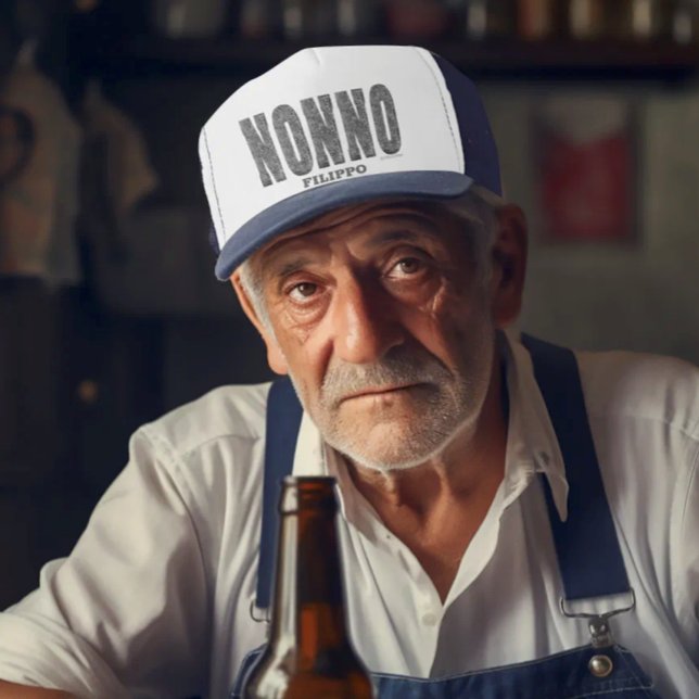 Casquette Nonno Bling Chapeau de camion personnalisé (Faux Snakeskin Letters NONNO personalized Trucker Hat)