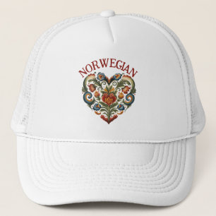 Casquette Norvégien Rosemaling Folk Art Heart