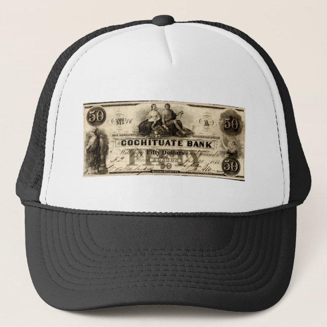 Casquette Note de 50 dollars Cochituate 1853 (Devant)