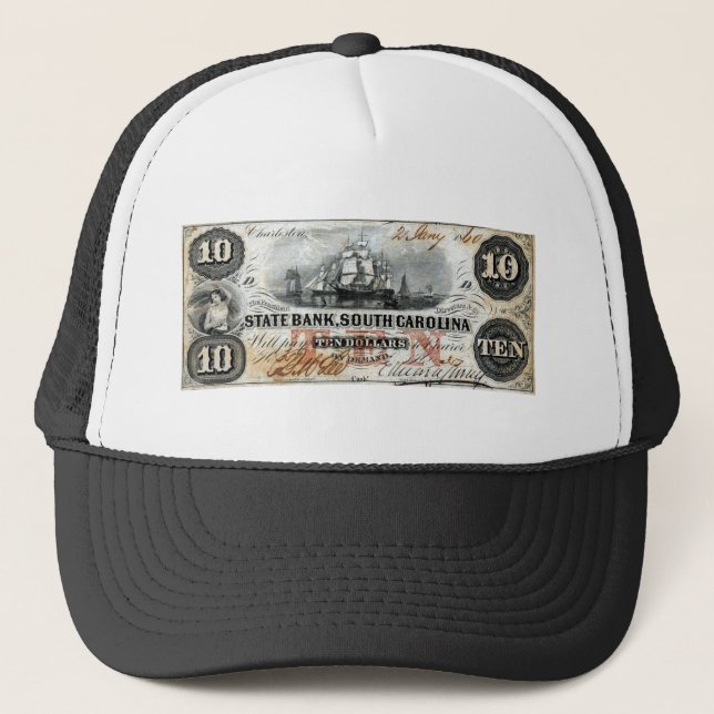 Casquette Note de dix dollars de 1860 en Caroline du Sud (Devant)
