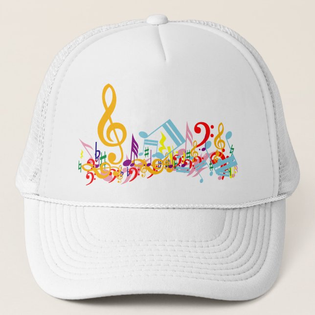 Casquette Notes musicales de jumbled colorées (Devant)