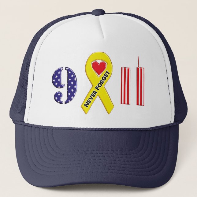 Casquette N'oubliez jamais le 11 septembre Ruban jaune (Devant)