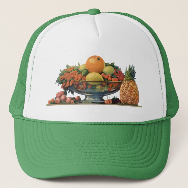 Casquette Nourriture vintage, Fruits assaisonnés dans un bol (Devant)