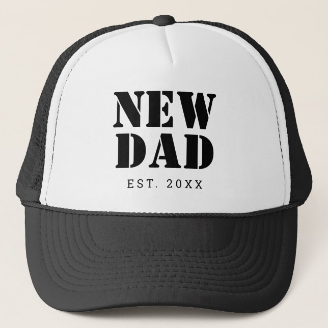 Casquette Nouveau papa Etabli Année Noir Blanc (Devant)