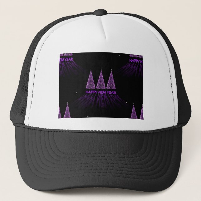 Casquette nouvelle année violette heureuse (Devant)