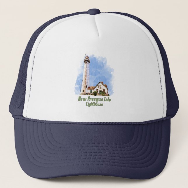 Casquette Nouvelle aquarelle du phare de Presque Isle - Mich (Devant)