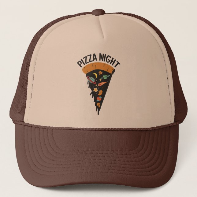 Casquette Nuit de Pizza dans l'Espace (Devant)