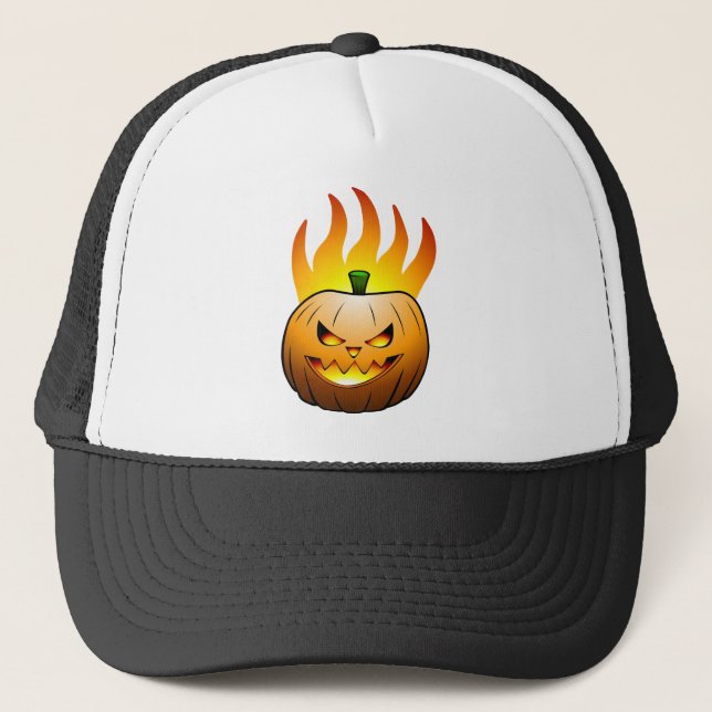 Casquette Nuit enflammée d'Halloween avec Jack O'lantern (Devant)