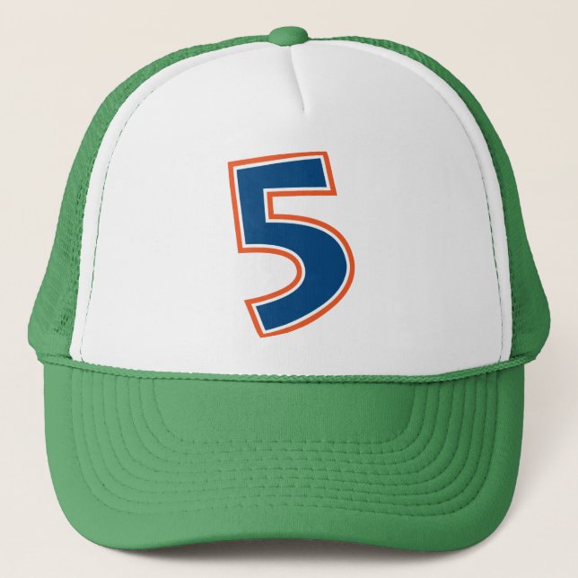 Casquette Numéro 5 bleu et orange (Devant)
