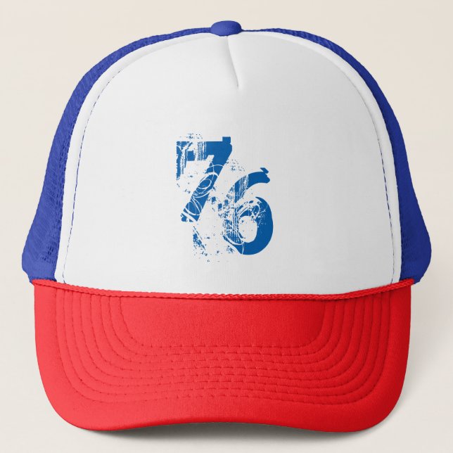 Casquette numéro 76 design rouge blanc bleu couleurs USA Amé (Devant)