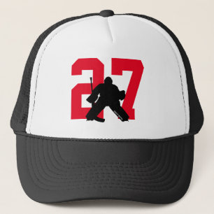 Casquette Numéro de gardien de hockey personnalisé rouge