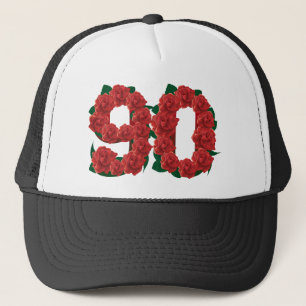 Casquette Numéro roses rouges de 90 ou quatre-vingt-dixièm