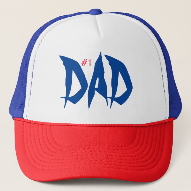 Casquette Numéro Un Papa Rouge Bleu Bleu Bleu Cool (Devant)