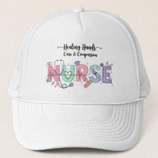 Casquette Nurse Typography with Stethoscope Medical Icons 