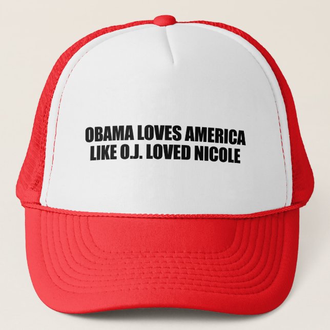 CASQUETTE OBAMA AIME L'AMÉRIQUE COMME O.J. LOVED NICOLE (Devant)