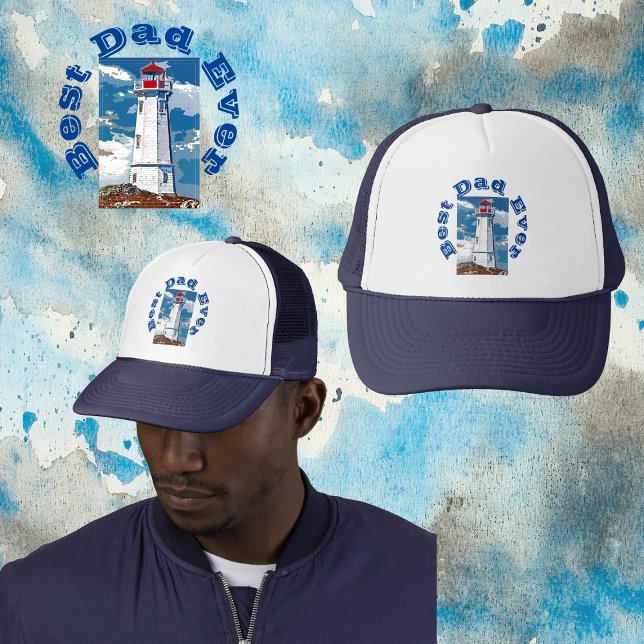 Casquette Ocean Rocks Lighthouse Meilleure Fête des pères pa (Ocean Rocks Lighthouse Best Dad Ever Father's Day Trucker Hat)