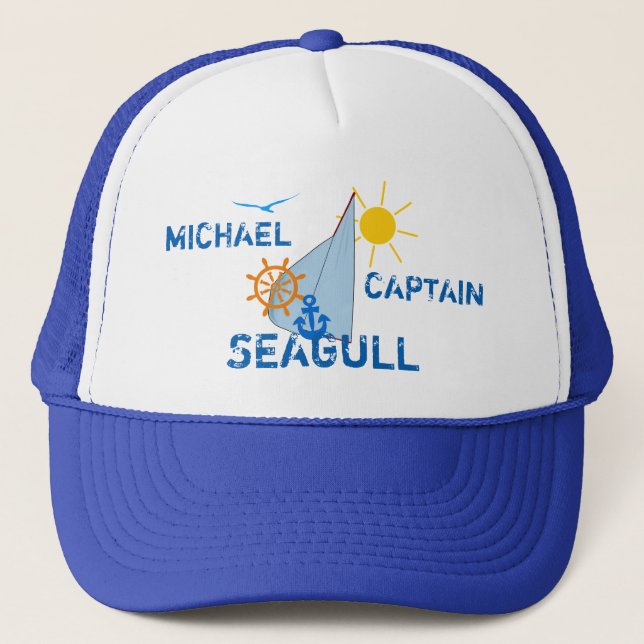 Casquette Ocean Sea Boating Sail foncé personnalisable (Devant)