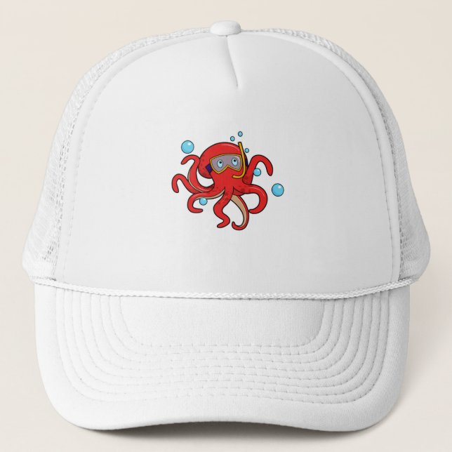 Casquette Octopus à la plongée avec lunettes de natation (Devant)