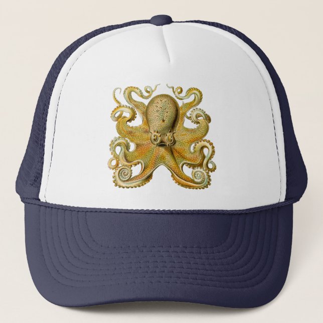 Casquette Octopus antique illustration sea monster (Devant)