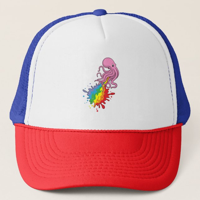 Casquette Octopus avec arc-en-ciel (Devant)