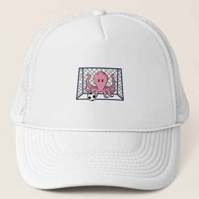 Casquette Octopus comme gardien de but avec balle de footbal (Devant)