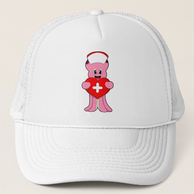 Casquette Octopus comme infirmière avec coeur (Devant)
