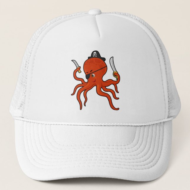 Casquette Octopus comme Pirate avec épée et couteau (Devant)