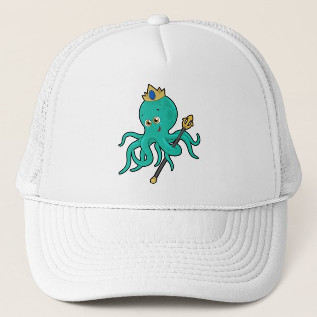 Casquette Octopus comme roi avec Trident (Devant)