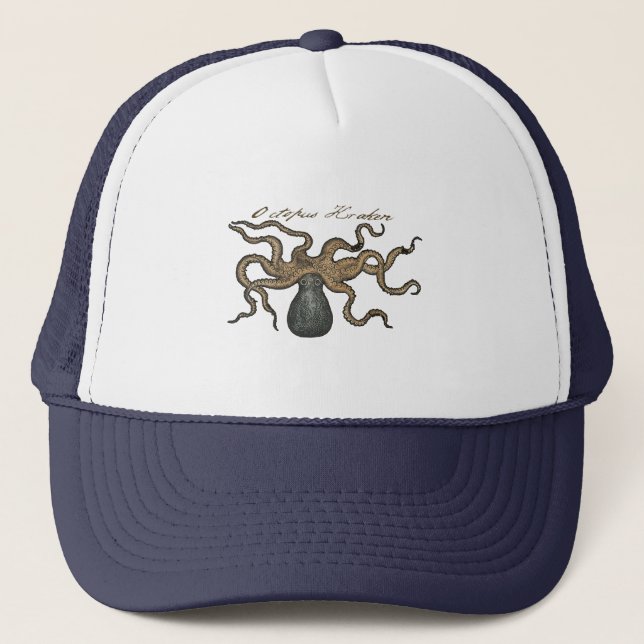 Casquette Octopus Kraken Illustration Vintage (Devant)