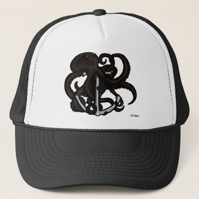 Casquette Octopus noir sur l'Ancre (Devant)