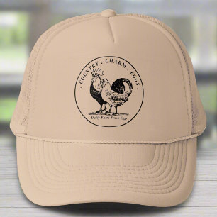 Casquette OEufs biologiques Poulet de la ferme Commerce noir