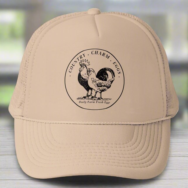 Casquette OEufs biologiques Poulet de la ferme Commerce noir (Créateur téléchargé)