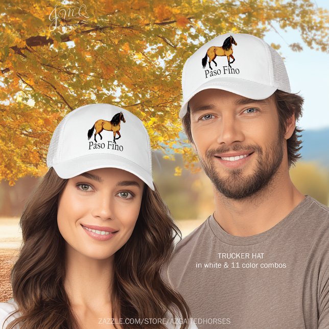 Casquette Oeuvre d'art du Cheval Paso Fino (Bold Paso Fino buckskin horse art with text design 🐎)