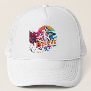 Casquette Oeuvre numérique dynamique avec un loup stylisé